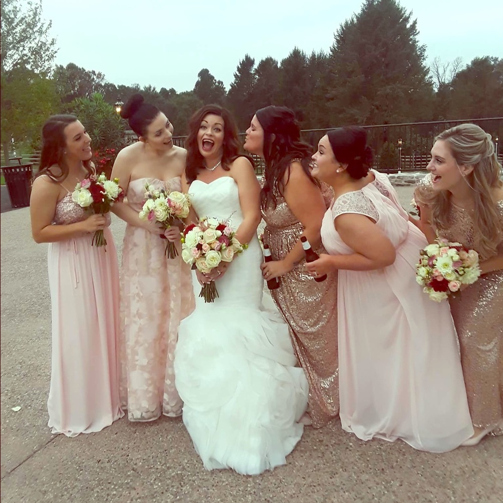 David’s bridal size 6 rose gold brides maid dress.